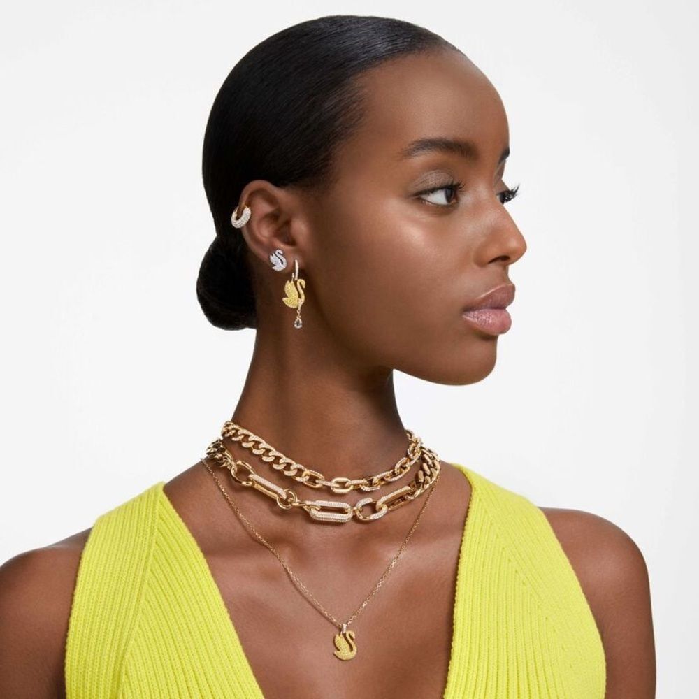 Swarovski Iconic Swan Drop Earrings | Yellow Crystal Gold-Tone | NIB - Picture 11 of 11